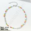Rainbow Little Daisies Pearl Beaded Necklace Short Ladies Collarbone Chain Sweet Cute Girly Style Necklace