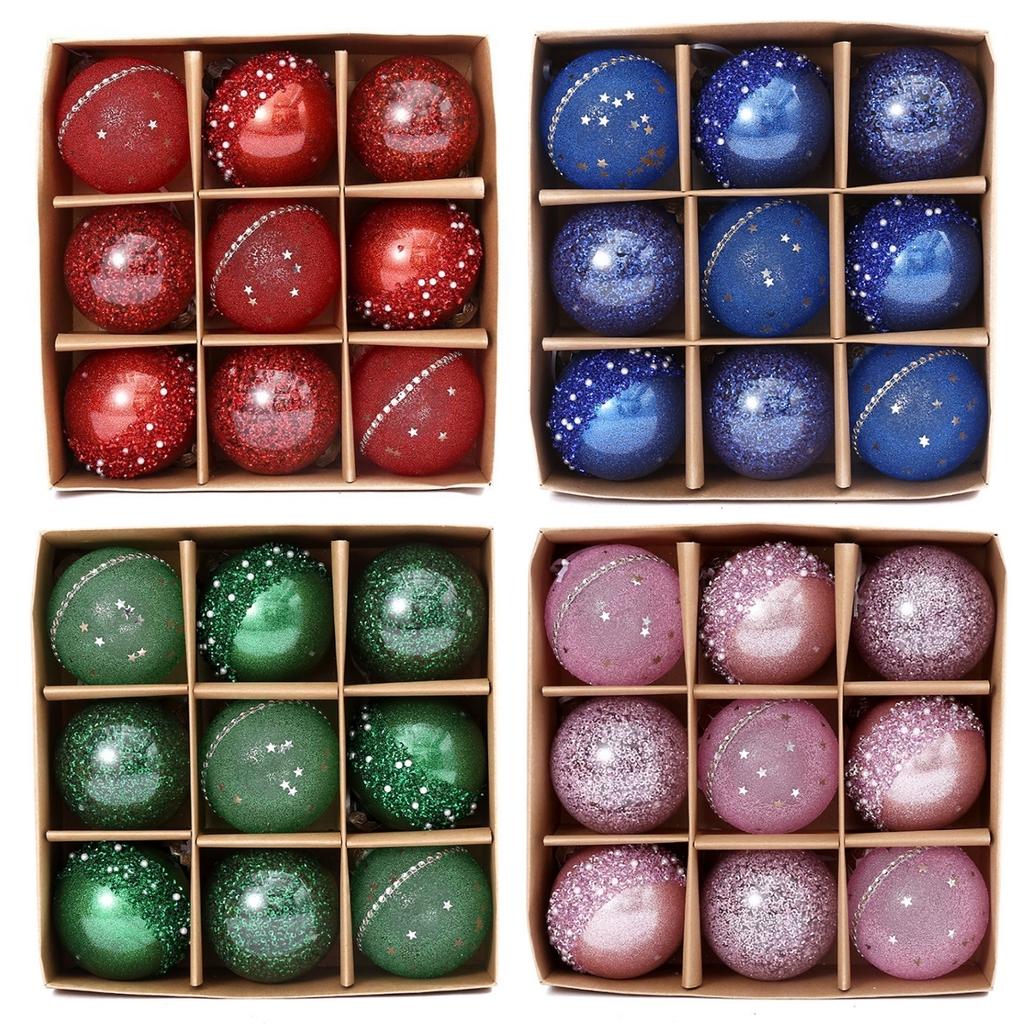 9pcs 8cm Christmas Balls Ornament Xmas Tree Hanging Pendant Decorations Home Party Christmas Tree Decor 2025 New Year Gifts