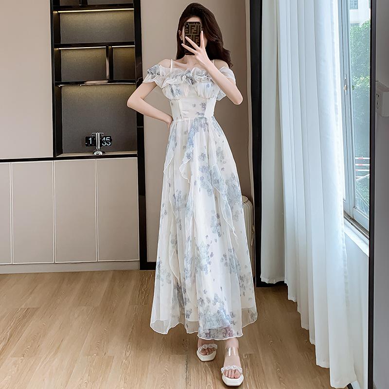 

Элегантное приморское платье на бретельках с оборками - Легкое платье в сказочном пляжном стиле Large