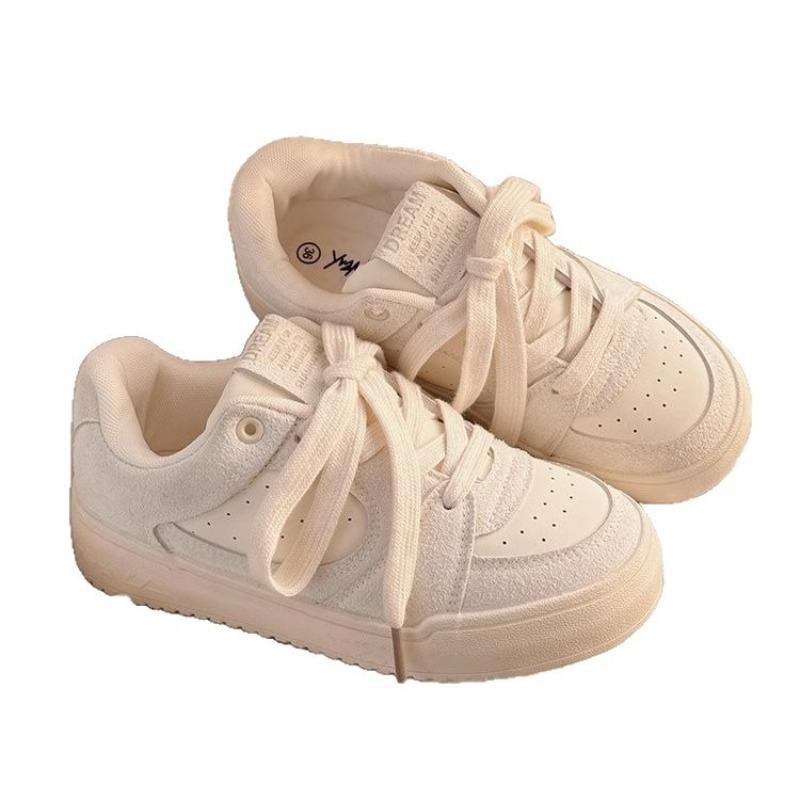 Niche leather board shoes women's new autumn bread shoes versatile student platform casual white shoes tide