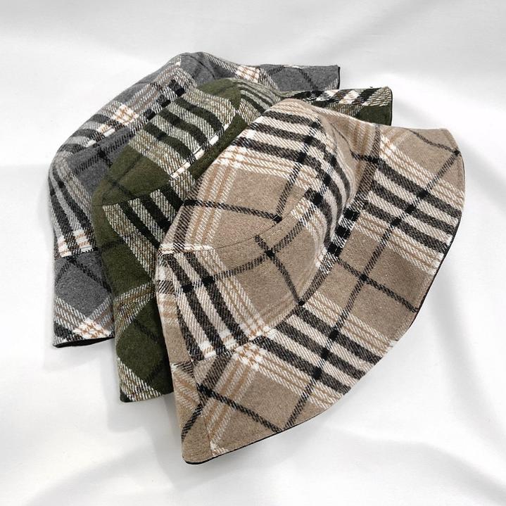 Women's Unisex Autumn Check Double-Sided Bucket Hat