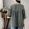 Female Spring and Fall Loose Long-sleeved Literary Shirt Floral Lace Edge Blouse