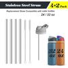 4Pcs Replacement Stainless Steel Straws Compatible with Owala Bottle 24oz 32oz Reble Straws with 2 Cleaning Brushes Metal Straw Replacement