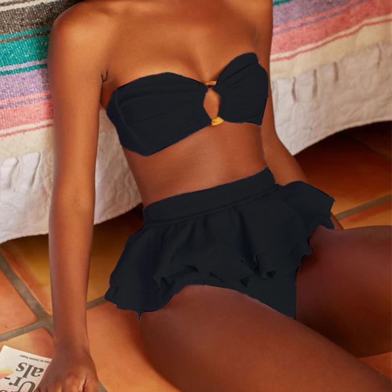 Pink European & American Sexy Bandeau Bikini Set