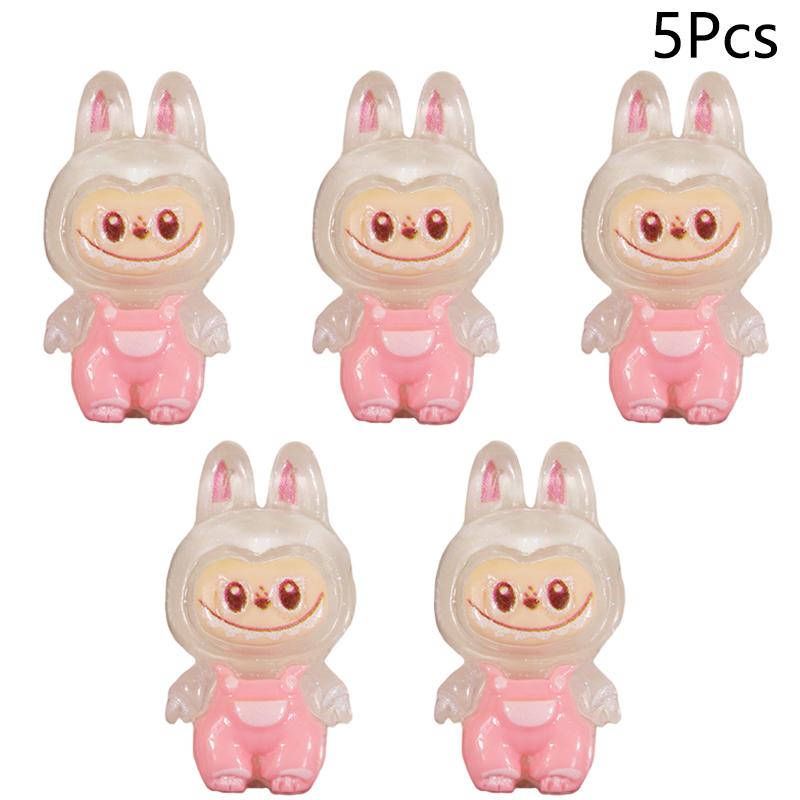 5Pcs Cartoon Cute Luminous  Doll Micro Landscape Mobile Phone Mirrors Diy Resin Decoration Accessories Glow Toy