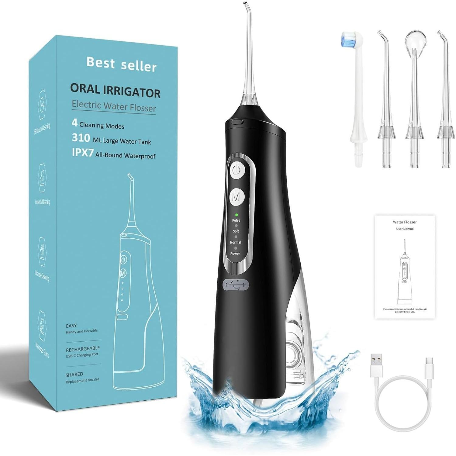 

Portable Tooth Flosser USB-c Rechargeable Teeth Cleaner Ideal for Home Travel, Braces and Bridge Care Ipx7 Waterproof Rating G