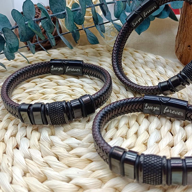 Lederarmband - Einfach Edelstahl mit Punktmuster - Magnetisches Klebearmband für Mode - Lederarmband Zubehör