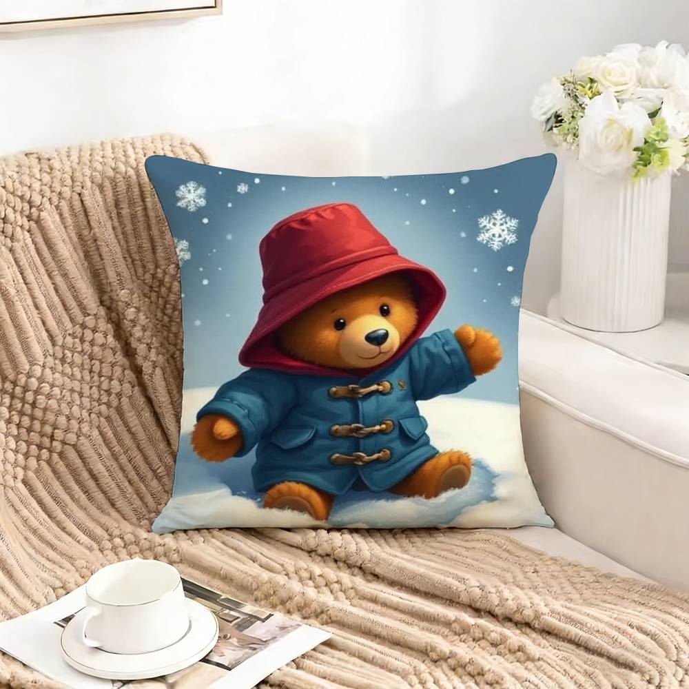 Classic P-Paddington B-Bear-Es Square Double-Sided Printed Pillow Case Bedroom Bedside Pillow Sofa Cushion Cover