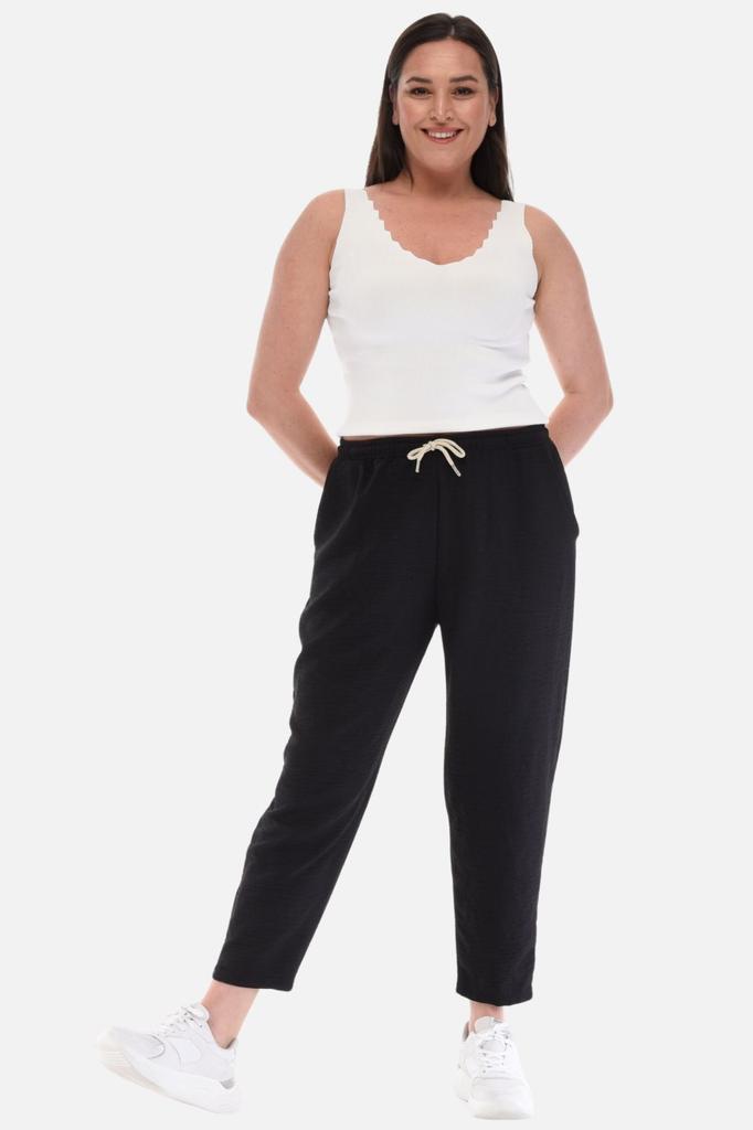 Women's Style Plus Size Pants Green Synthetic Linen High Waist Skinny Leg Lace-Up Big Size Mom Pants
