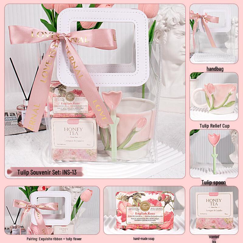 Tulip Cup Gift Set with Tea and Soap INS-13