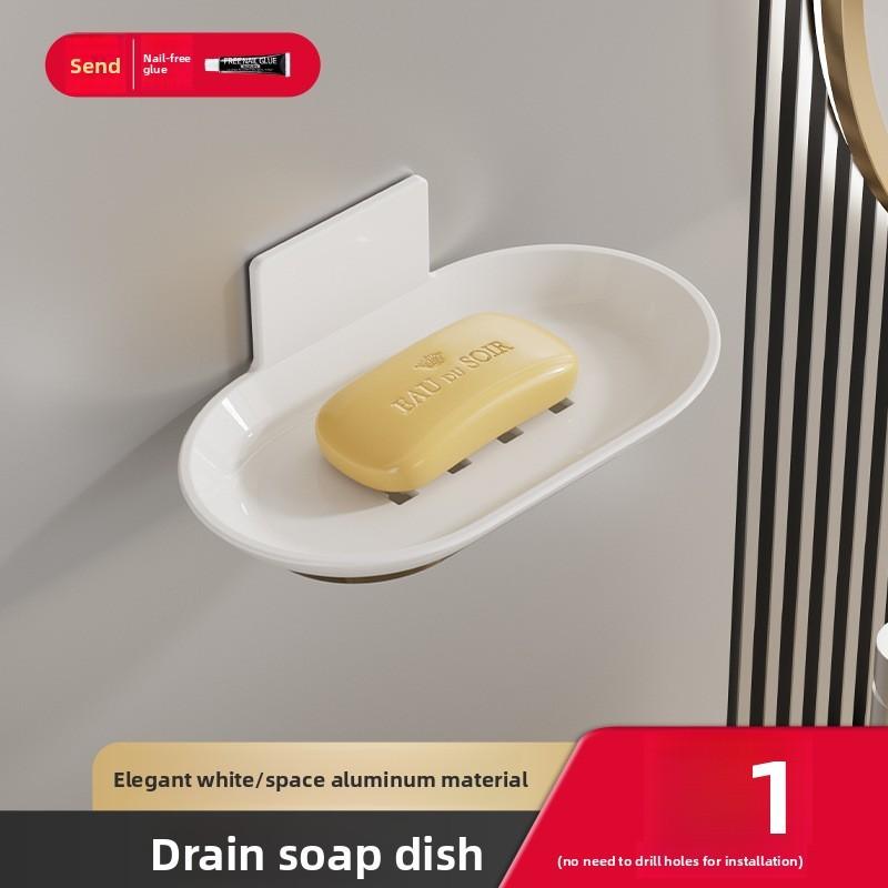 Wall Mounted Soap Dispenser Organizer With Sucker Hook For Bathroom Storage