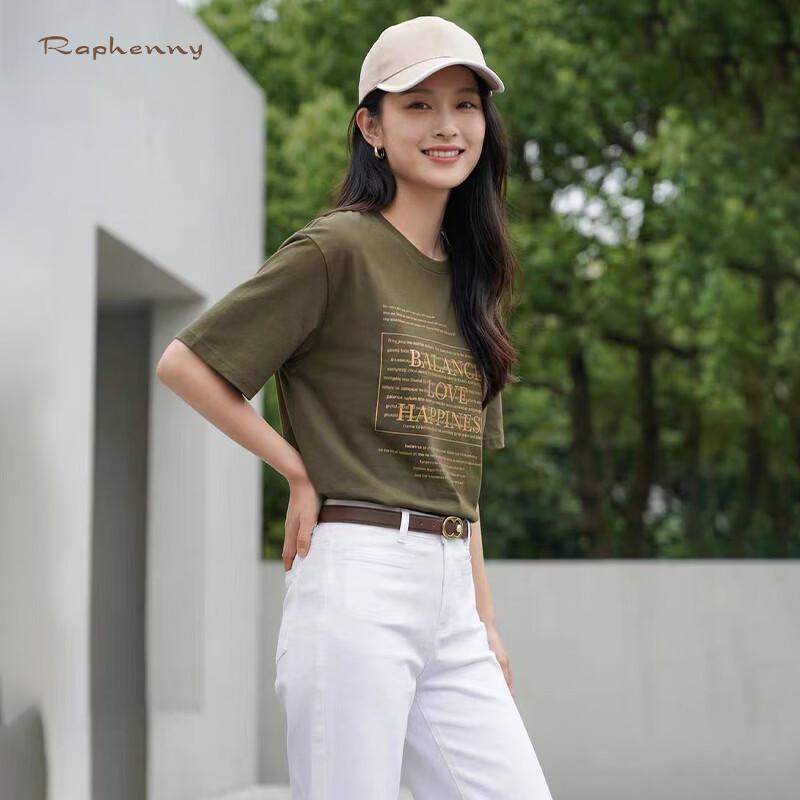 Raphenny Women s Letter Print Cotton T-Shirt L