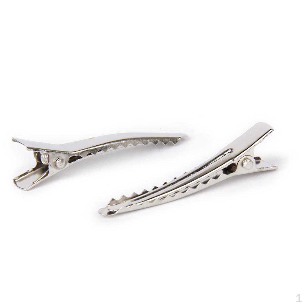 

Women Girls Ladies Prong Metal Alligator Clips Hair Bows Head Wear Accessory Silver