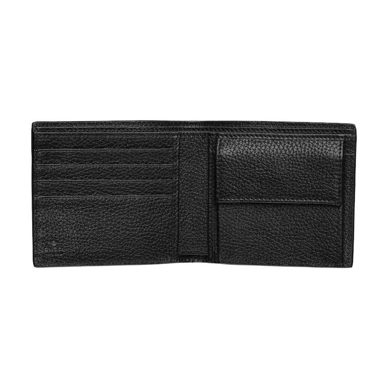 Gucci Classic Embossed CC Logo Grained Leather Wallet Men's Black