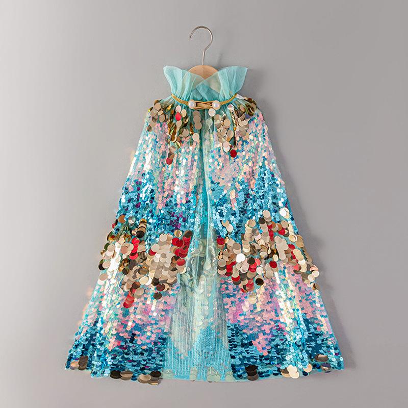 Girls' Mermaid Sequin Shawl - Elsa Princess Cloak