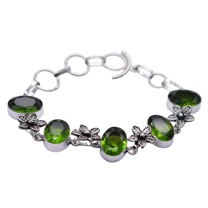 Peridot Gemstone Silver Plated Handmade Bracelet Jewelry BR 125