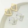 Fashion Metal Hollow Double Triangle Stud Earrings for Women Minimalist Silver Color Geometric Earrings Jewelry Accessories