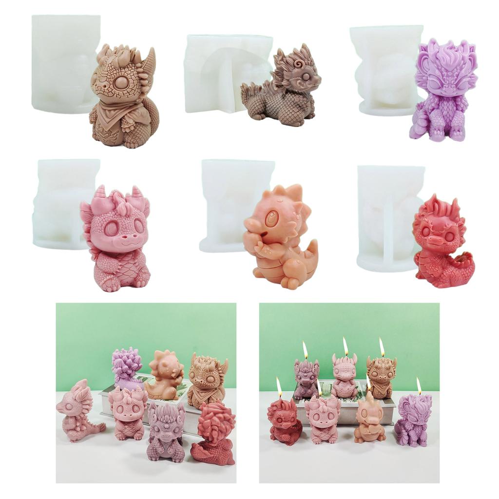 Cute Dragon Silicone Mould Resin Casting Molds Scented Candle Molds for Candle Making Plaster Soap Mold Desktop Decors