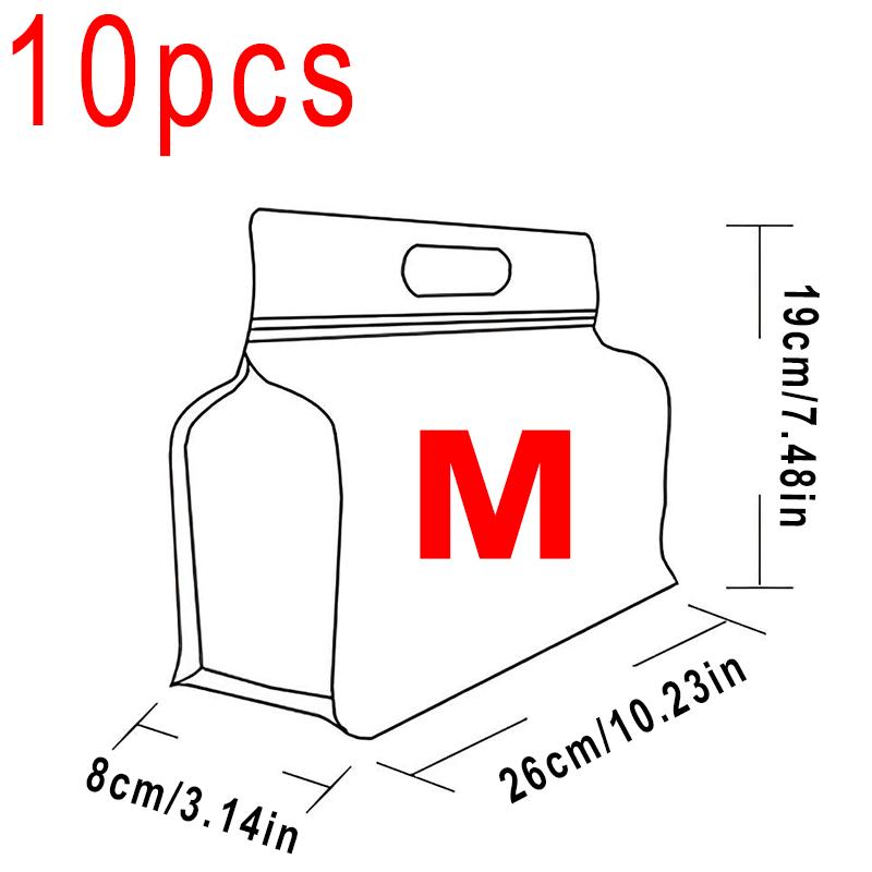 10 Stück tragbare, versiegelte, auslaufsichere, wiederverwendbare Beutel in Tiernahrungsqualität, transparente Tragetaschen für Zuhause, Küchenbedarf, Frischhaltefolie