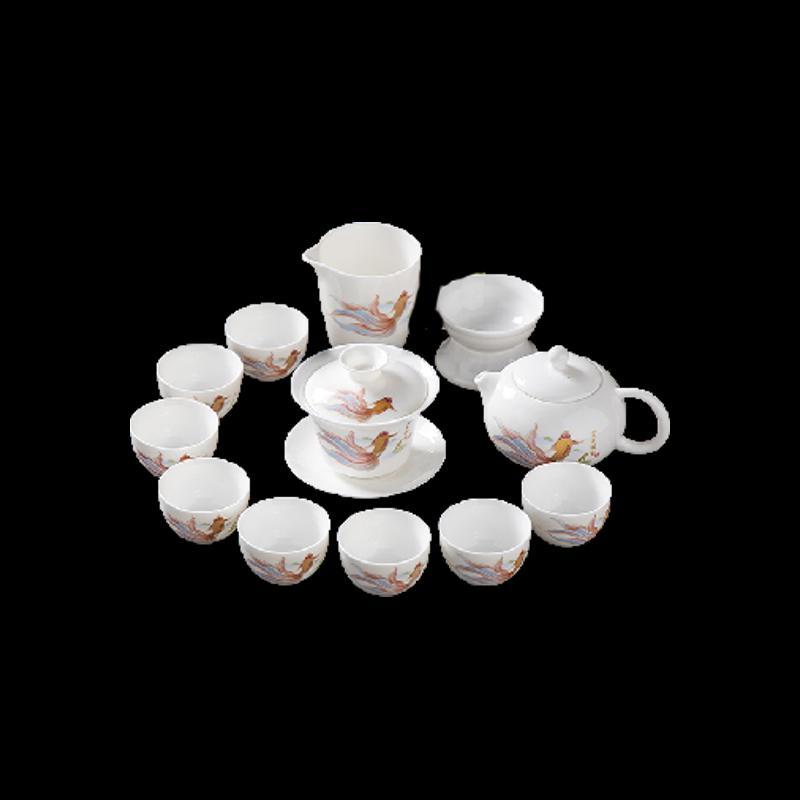 Gracekoo Mutton Fat Jade Porcelain Tea Set