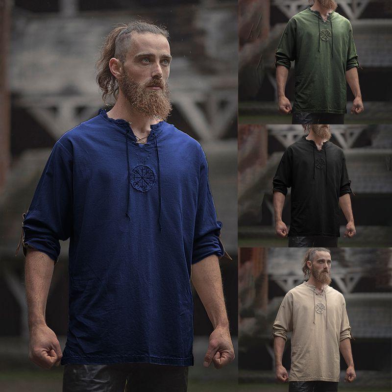 Medieval Men's Tops Vintage Ancient Viking Long Sleeve Retro Cosplay T-shirt For All Occasions