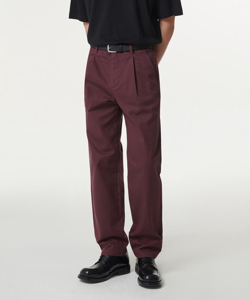 MUSINSA STANDARD One-Pleat Regular Fit Chino Pants [Burgundy]