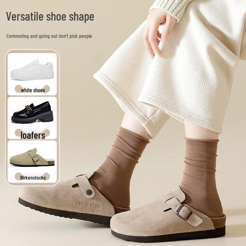 New Autumn/Winter Women's Mid-Calf Scrunch Socks - Solid Color, Breathable, Trendy Maternity Socks