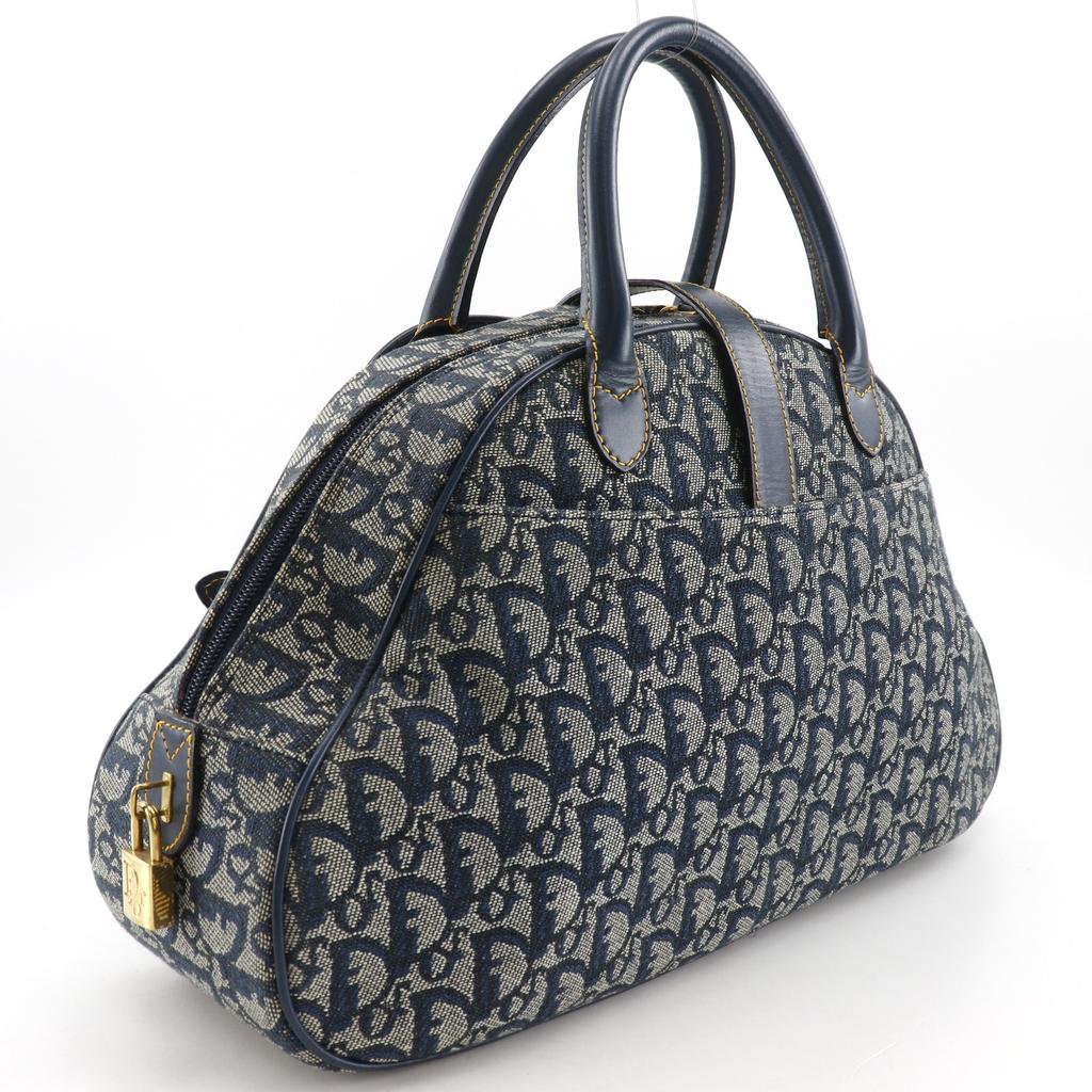 Dior Double saddle Handbag Trotter Navy blue canvas Women Used