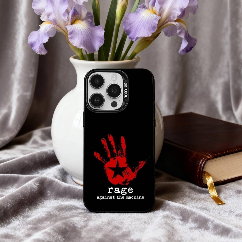 

Powerful R-Rage A-Against the Machine Phone Case For iPhone17,16,15,14,13,12,11 Plus,Pro Max Black Candy Silver Plated Cover iPhone15promax