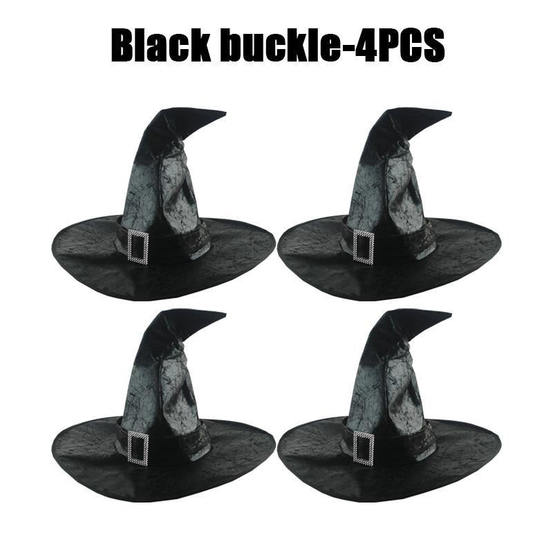 Halloween Folds Witch Wizard Black Hat Party Cosplay Costume Headgear Devil Cap Props Decoration Supplies for Adult Women Men