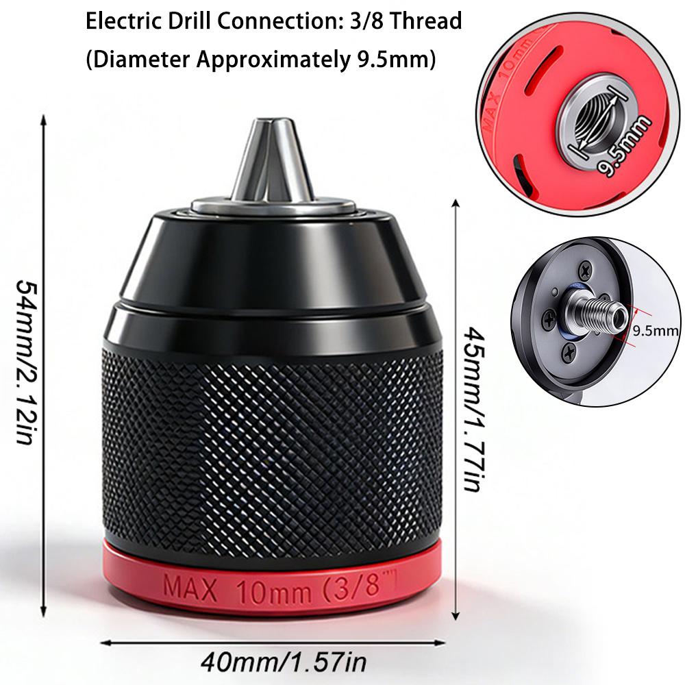 1pc Ratchet Self-Lock Drill Chuck,0.8~10mm,2~13mm,3Jaw Keyless Metal Screwdriver Chuck Adapter,For Drill Lithium Drill Tire Chucks 1