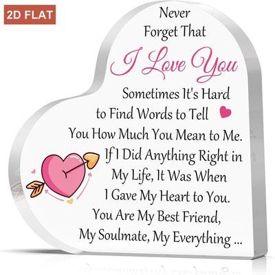 2D Flat, 2D Flat Anniversary Plaque for Wife Husband Boyfriend Girlfriend Couple I Love You Romantic Gifts for Her Him Wedding Gifts for Women Men Des