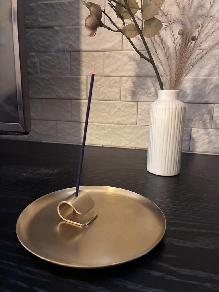 Zestaw Pierścieni na Kadzidło, Podstawka na Kadzidło, Uchwyt na Patyczki Kadzidłowe, Palenisko na Kadzidło, do Ołtarzy Buddyjskich i Salonów, Mosiądz, Złoto