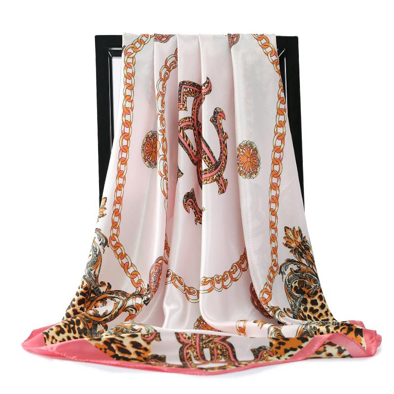 Fashion Scarves For Women Shawl Print Silk Satin Hijab Scarf Female Bandana 90Cm  Square Shawls Scarfs For Ladies
