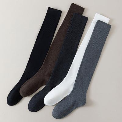 5pair Color Spinning Cotton Long Tube Over Knee Socks Women'S Autumn And Winter High Thigh Socks Japanese College Style Jk Thin Calf Stacking Socks