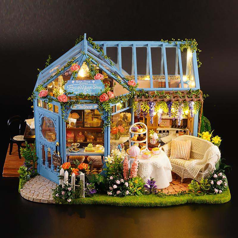 DIY Holz Warm Mini Puppenhäuser Bausätze 3D Puzzle Zusammenbau Modell Bauspielzeug Puppenhaus Mit Möbeln Für Freunde Weihnachtsgeschenk