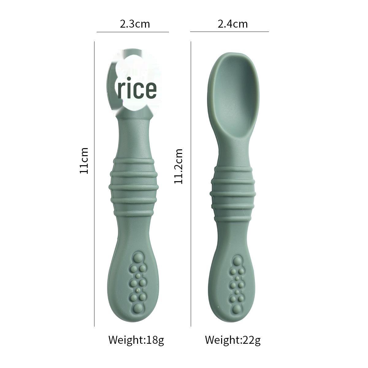 

Силіконова дитяча ложка для годування - м яка тренувальна ложка для дитячого харчування та рисової каші 2-piece set оливковий колір