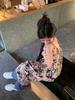 Vintage ink wash print spaghetti strap dress for women, loose summer layered mid-length vacation dress