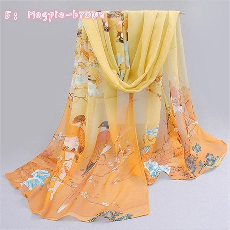 160*50cm Chiffon Fashion Scarf - Striped Floral Print Shawl For Sun Protection And Holiday Gifts