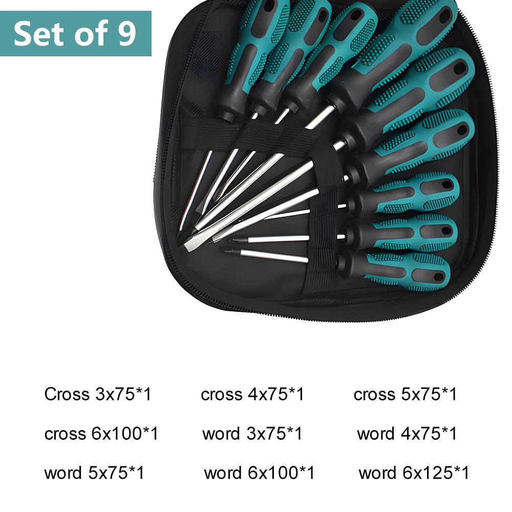 9Pcs Screwdriver Set With Magnetic Household Multifunctional Cross Straight Screwdriver Manual Screwdriver Set Maintenance Tool