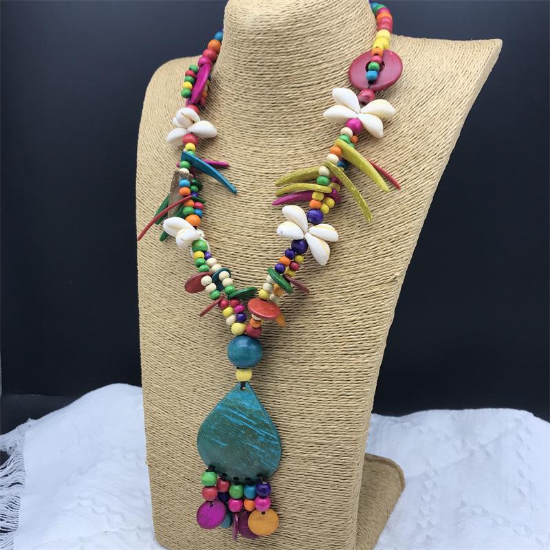 Bohemian Style Beach Conch & Wooden Long Necklace