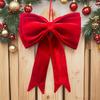 19x25 Inch Velvet Christmas Bows Extra Large Red Christmas tree Bows Hangable Holiday Decorations For Front Door Office Wreath