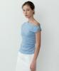 LUCIR ZU Shirring Drop Sleeveless Knit (Sky Blue)