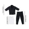 Oshhni 1/12 Scale Figure Costume Set Work Shirt Model for 6-Inch Miniature Figures Black