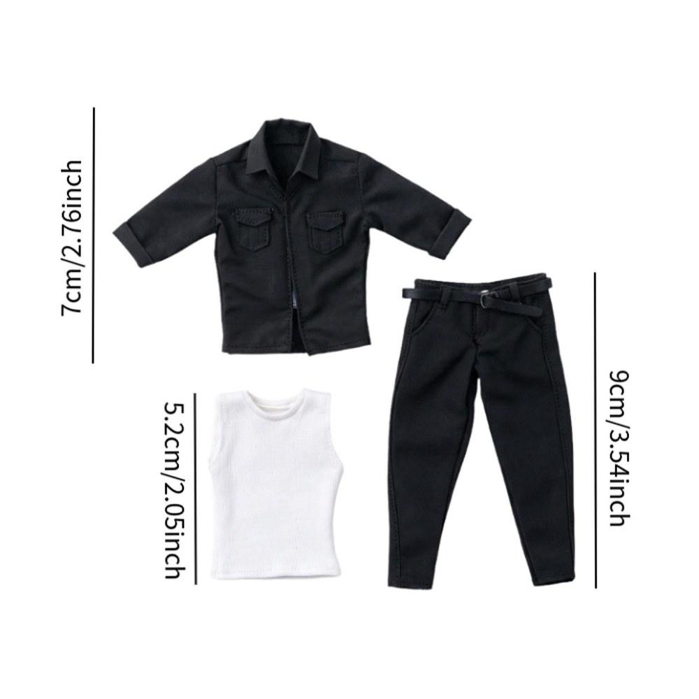 Oshhni 1/12 Scale Figure Costume Set Work Shirt Model for 6-Inch Miniature Figures Black