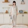 Summer Women's Ice Silk Pajamas, Short-sleeved Trousers Set, Lace Splicing Simulation Silk, Comfortable and Fashionable Loungewear