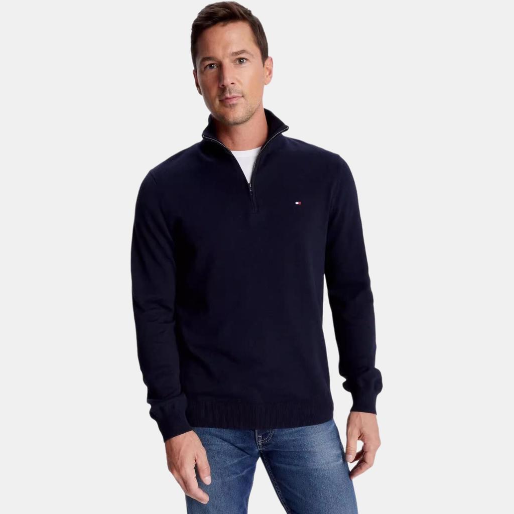 Tommy Hilfiger American Vintage Golf Outfit Solid Color Simple Stand Collar Business Casual Pullover Straight Leg Spring Autumn Sweatshirt 78J6867-410