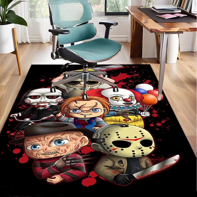 Horror Movie Icons Office Rug Chair Mat, Game Carpet, Suitable for Front Door, Bedroom, Living Room, Desk, Holiday Gift