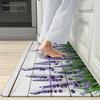 Lavender Flower Print Kitchen Rug, Non-Slip Cushioned Comfort Standing Mat, Heavy Duty Floor Carpet for Home Sink Laundry