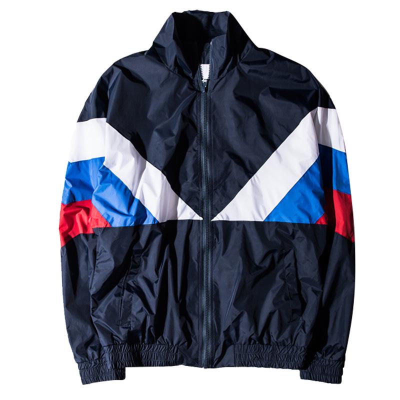 

Повседневная куртка контрастного цвета в стиле ретро 2023 года: Мужская европейская и американская уличная одежда XL